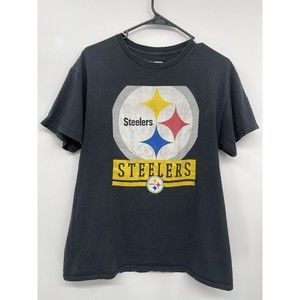 NFL Team Apparel Medium T‎ Shirt Mens Black Pittsburgh Steelers Graphic Tee